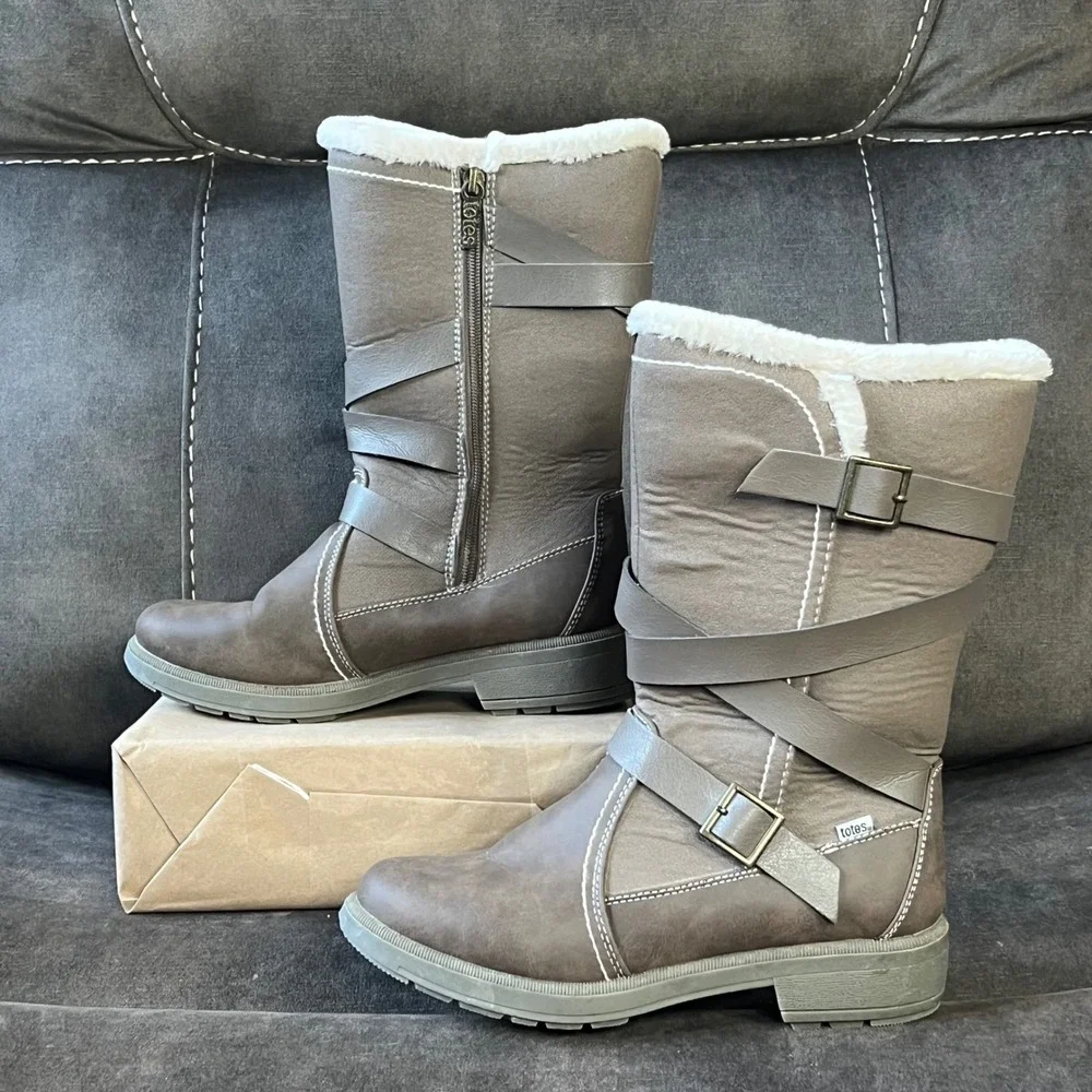 Totes Diedre Brown Women's Size‎ 8 Faux Fur Lined Winter Boots EUC